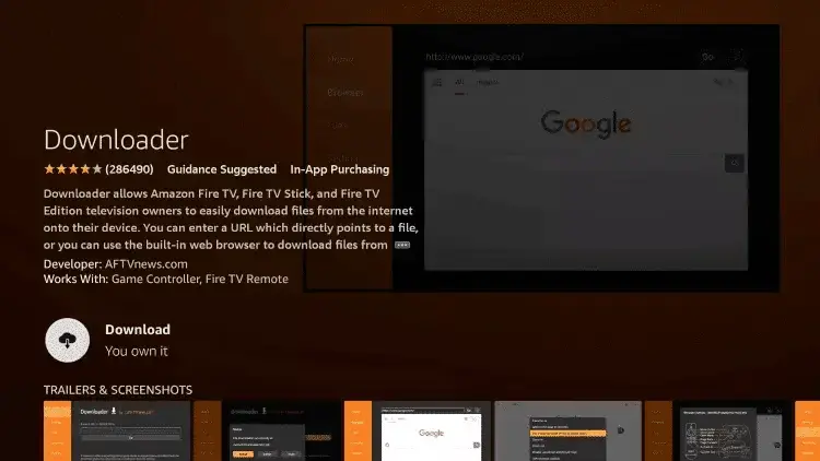 Downloader Firestick cliquer télécharger