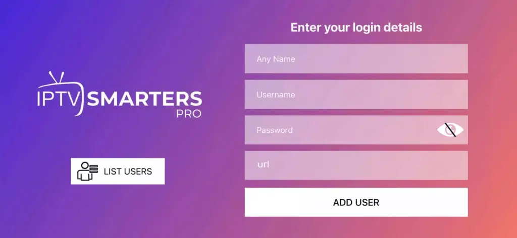 installer IPTV Smarters Pro écran de connexion Android